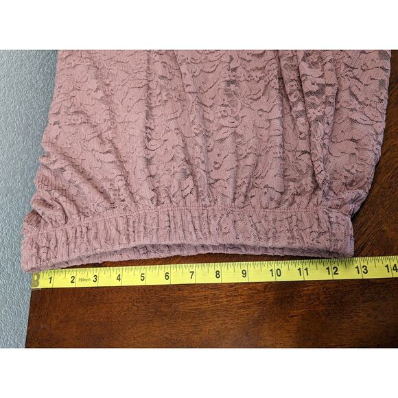Adam Levine Lace Skirt Small Mauve Elastic Waist Micro Mini Lined Lacy Flowy - Picture 6 of 9